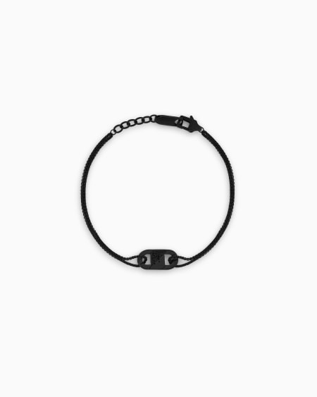 Armani Pulsera Con Placa Y Cristales Negros