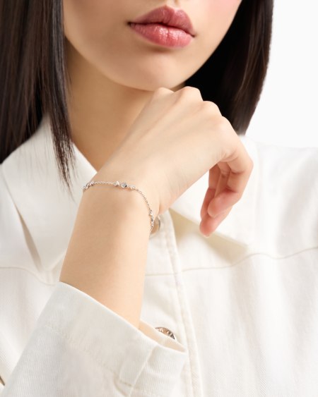 Armani Pulsera De Cadena Fina De Plata De Ley