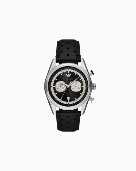 Armani Reloj con cronógrafo de piel negra