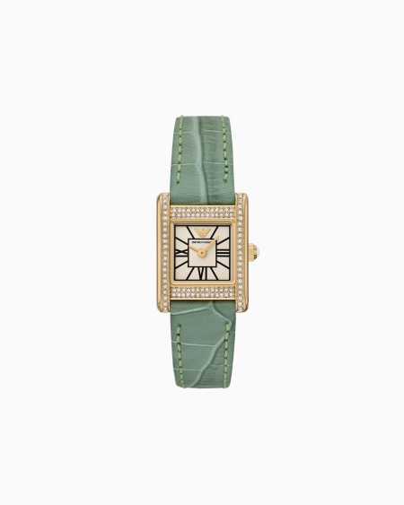Armani Reloj con dos manecillas en piel verde