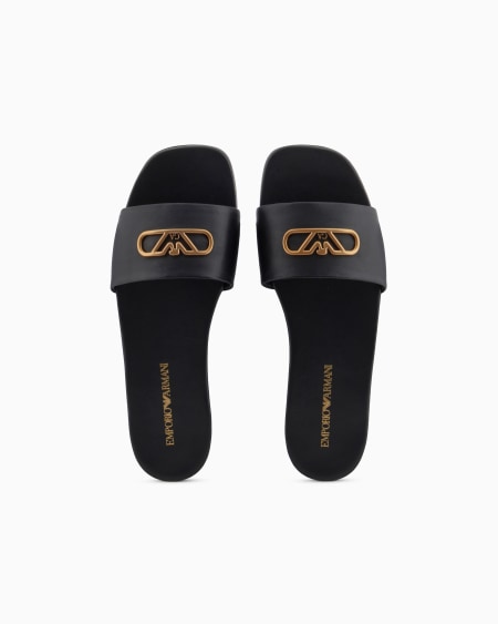 Armani Sandalia De Napa Con Placa Con águila