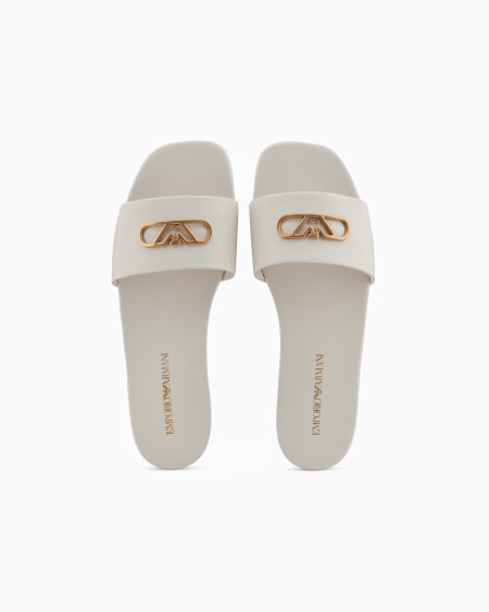 Armani Sandalia De Napa Con Placa Con águila