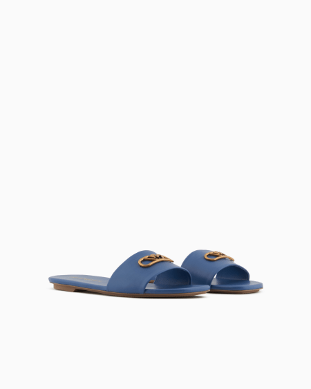 Armani Sandalia De Napa Con Placa Con águila