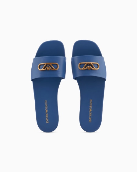 Armani Sandalia De Napa Con Placa Con águila