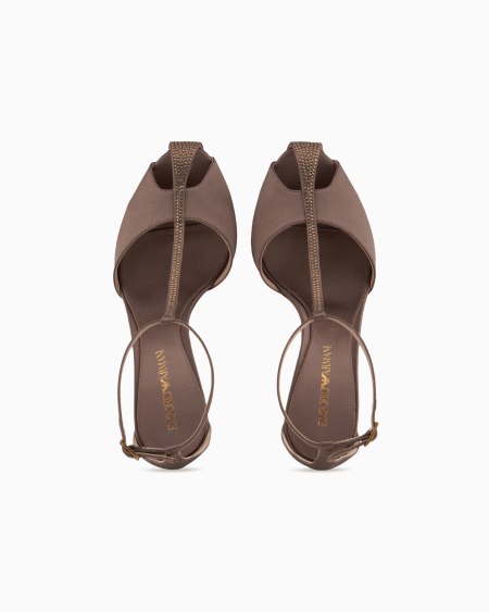 Armani Sandalia En T Con Tacón De Raso Y Strass