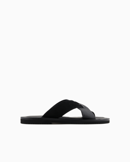Armani Sandalias cruzadas en piel y ante milrayas