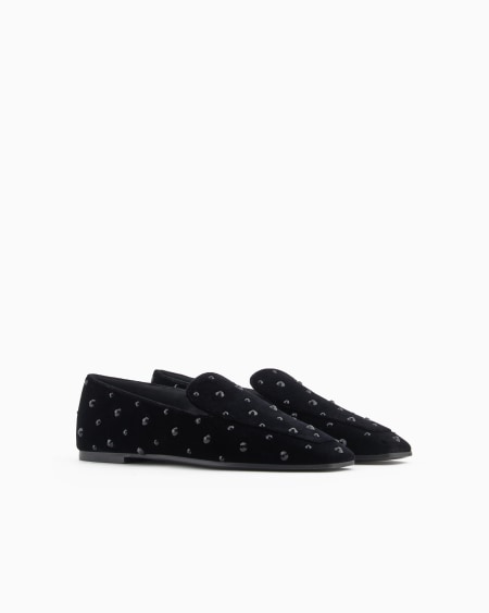 Armani Slippers De Terciopelo Con Strass