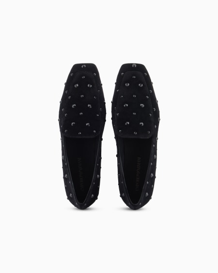 Armani Slippers De Terciopelo Con Strass