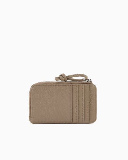 Armani Tarjetero Con Cremallera De Piel Abatanada