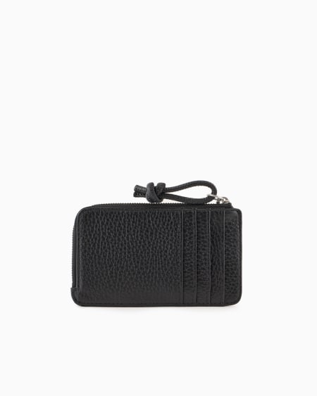 Armani Tarjetero Con Cremallera De Piel Abatanada