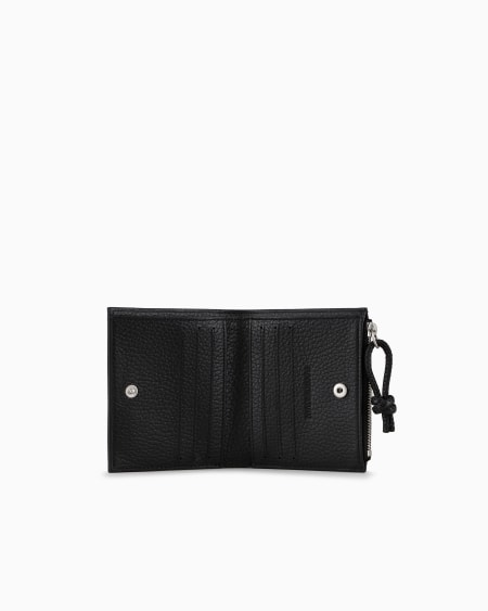 Armani Tarjetero Con Cremallera De Piel Abatanada