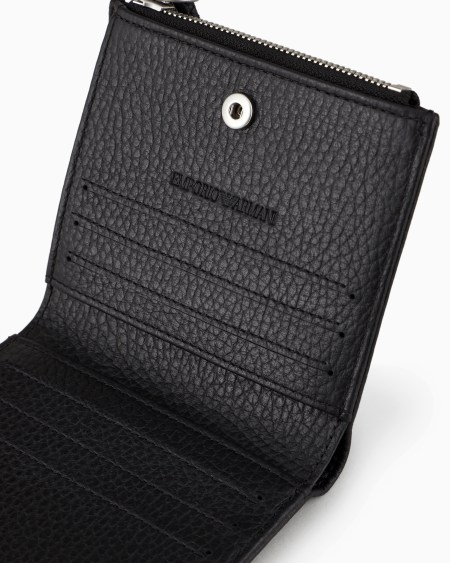 Armani Tarjetero Con Cremallera De Piel Abatanada