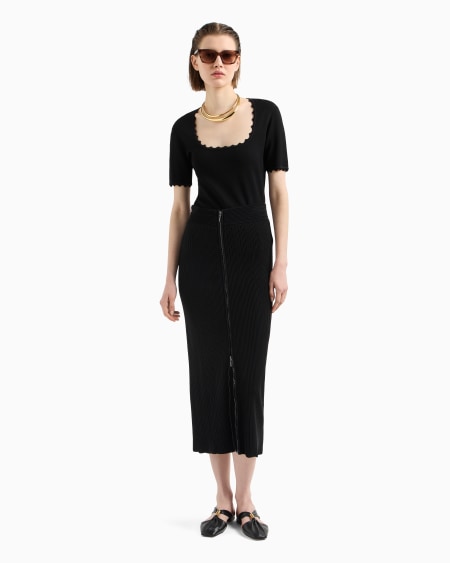 Armani Top De Punto Con Perfiles Festoneados