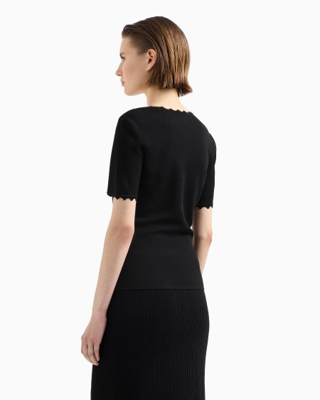 Armani Top De Punto Con Perfiles Festoneados