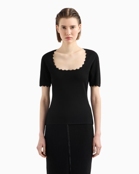 Armani Top De Punto Con Perfiles Festoneados