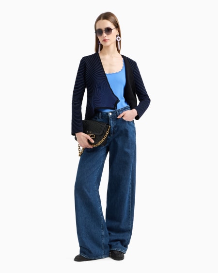 Armani Top De Punto Con Perfiles Festoneados