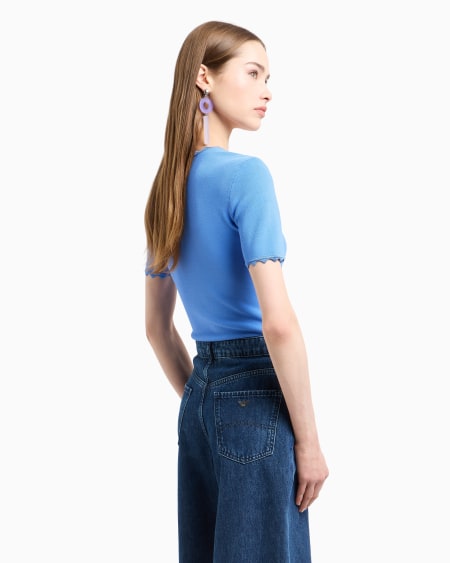 Armani Top De Punto Con Perfiles Festoneados