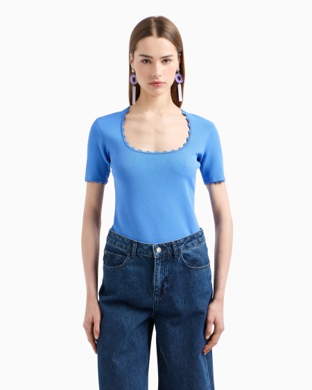 Armani Top De Punto Con Perfiles Festoneados