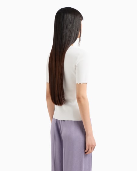 Armani Top De Punto Con Perfiles Festoneados