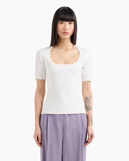 Armani Top De Punto Con Perfiles Festoneados