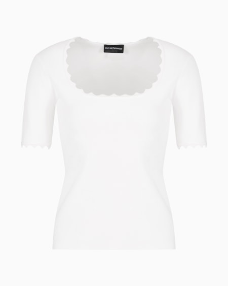 Armani Top de punto con perfiles festoneados