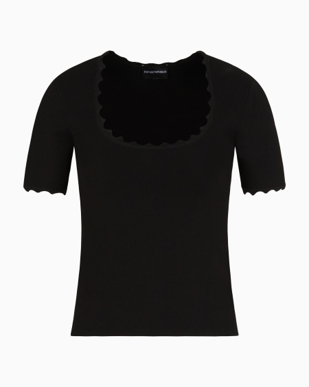 Armani Top De Punto Con Perfiles Festoneados