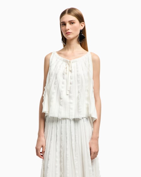 Armani Top De Punto De Viscosa Con Volantes