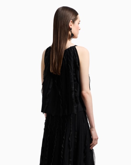 Armani Top De Punto De Viscosa Con Volantes