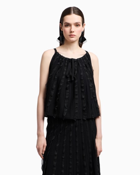 Armani Top De Punto De Viscosa Con Volantes