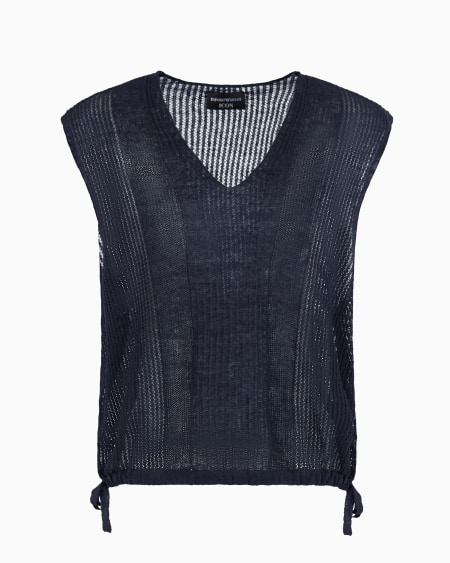 Armani Top en punto de mezcla de lino Icon