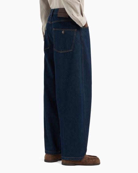 Armani Vaqueros J80 De Corte Twist De Denim Lavado