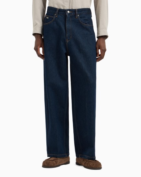 Armani Vaqueros J80 De Corte Twist De Denim Lavado