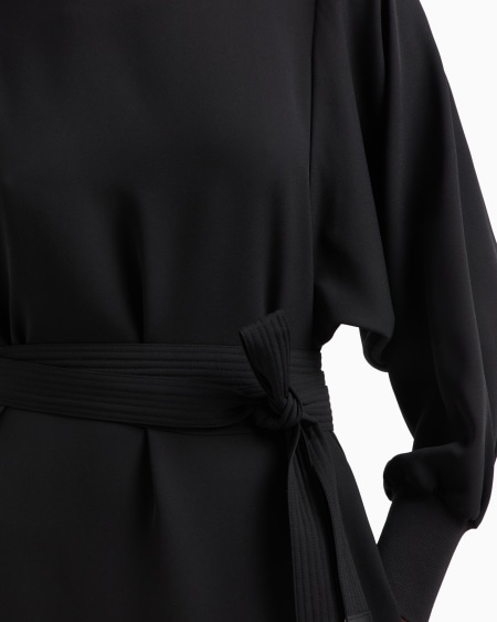 Armani Vestido De Crepé Fluido Con Cinturón