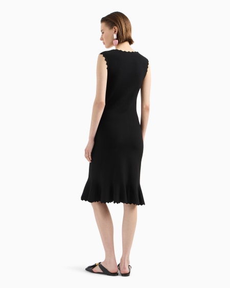 Armani Vestido De Punto Con Perfiles Festoneados