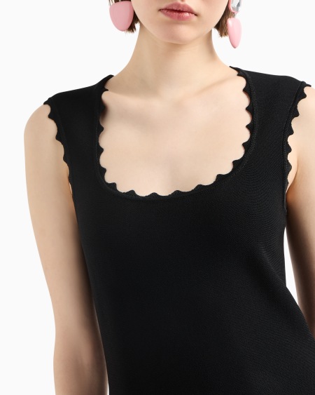 Armani Vestido De Punto Con Perfiles Festoneados