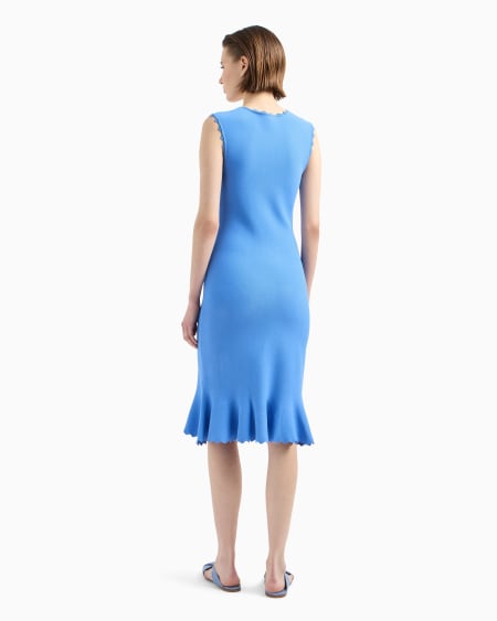 Armani Vestido De Punto Con Perfiles Festoneados