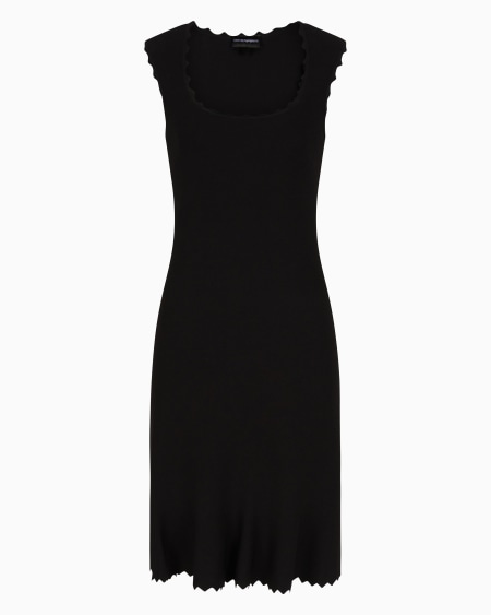 Armani Vestido De Punto Con Perfiles Festoneados