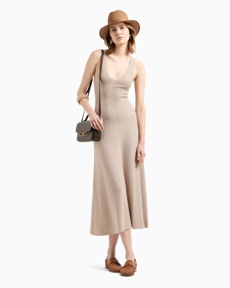 Armani Vestido Largo De Punto Eslabón Sin Costuras