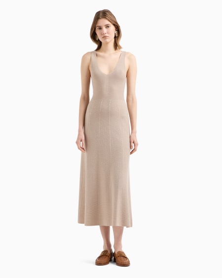 Armani Vestido Largo De Punto Eslabón Sin Costuras