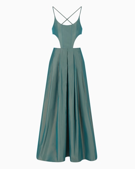 Armani Vestido largo de tafetán con detalle calado