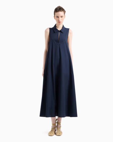 Armani Vestido Largo Y Acampanado De Popelina