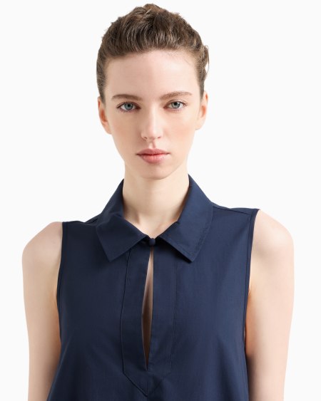 Armani Vestido Largo Y Acampanado De Popelina