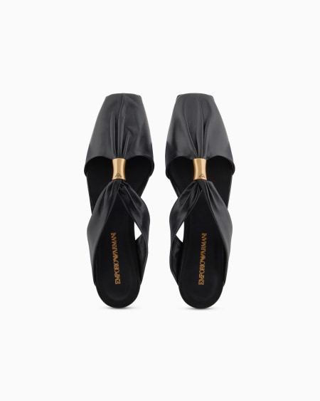 Armani Zapato Mule De Napa Con Logotipo De Metal