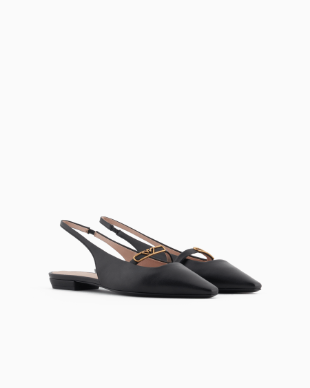 Armani Bailarinas Destalonadas De Napa Con Placa De águila