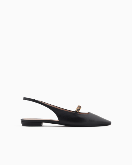 Armani Bailarinas Destalonadas De Napa Con Placa De águila