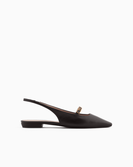 Armani Bailarinas destalonadas de napa con placa de águila