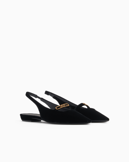 Armani Bailarinas Destalonadas De Terciopelo Con Placa De águila