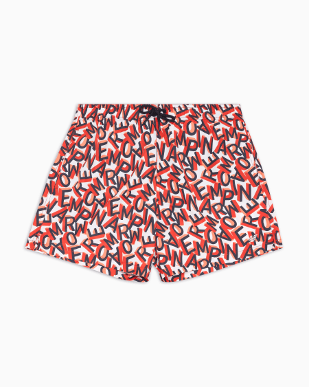 Armani Bañador modelo pantalón corto con macroinscripción integral