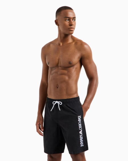 Armani Bañador Tipo Bermudas Con Logotipo Vertical Bordado
