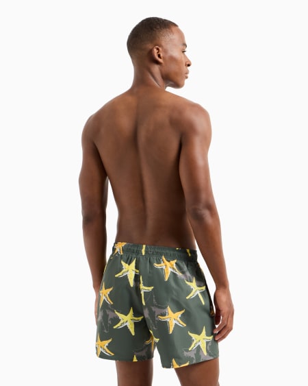 Armani Bañador Tipo Pantalón Corto Con Estampado Sea Animals